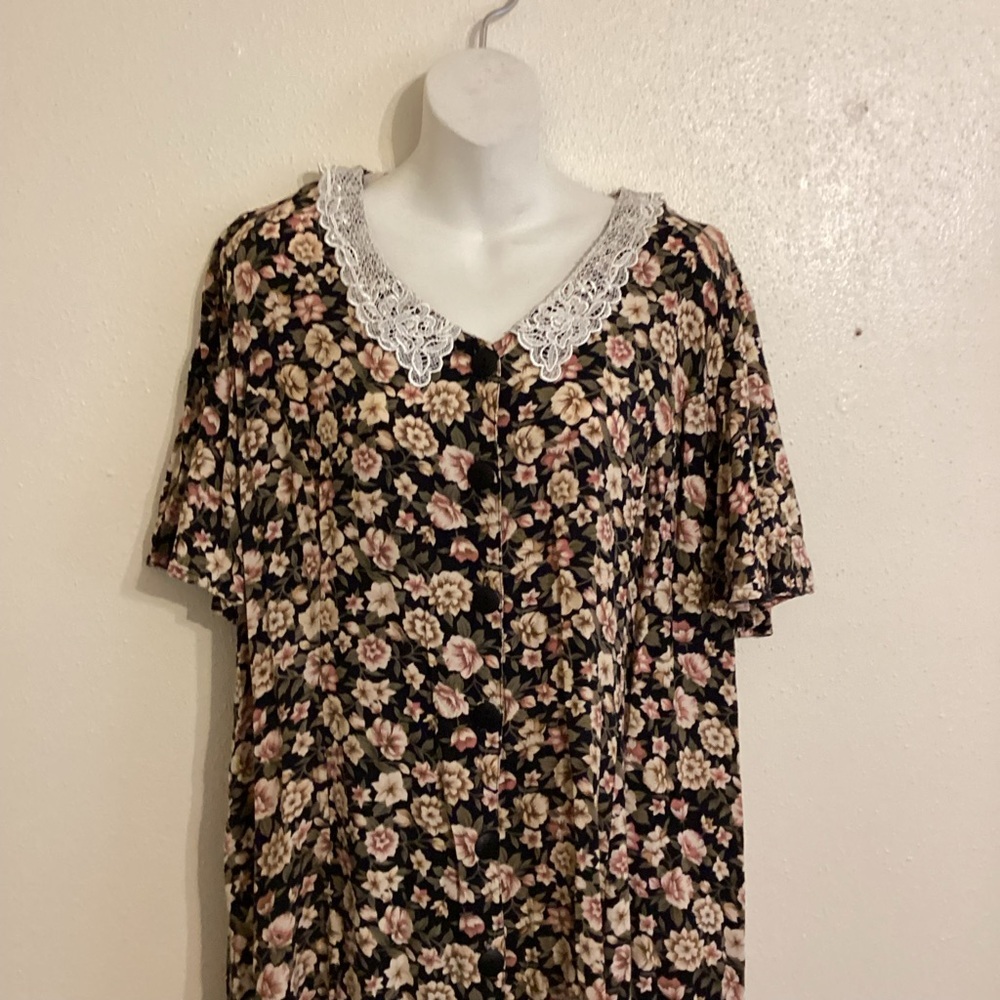 Vintage Jamie Brooks Floral Midi Maxi V-neck Lace Collar Size 10/20